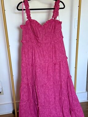 By Anthropologie Sleeveless Square-Neck Ruffle Tiered Dress